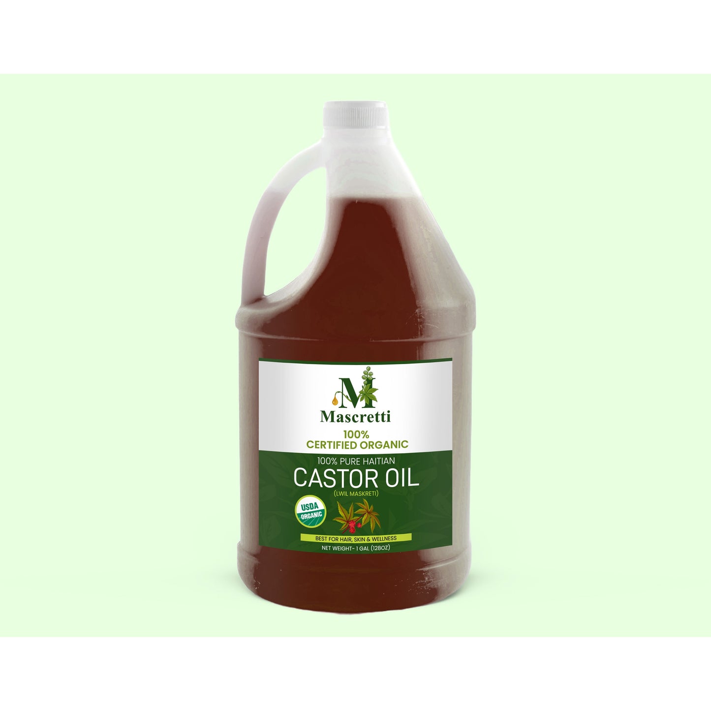 CASE - 6 Gallons MASCRETTI Oils® USDA Certified 100% Organic 100% Traditional Haitian Castor Oil (Lwil Maskreti)