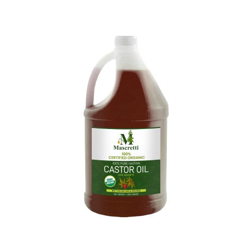 GALLON- 128 oz MASCRETTI Oils® USDA Certified 100% Organic 100% Traditional Haitian Castor Oil (Lwil Maskreti)