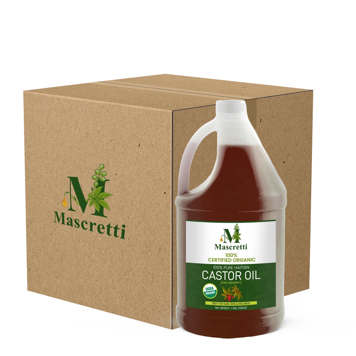 CASE - 6 Gallons MASCRETTI Oils® USDA Certified 100% Organic 100% Traditional Haitian Castor Oil (Lwil Maskreti)