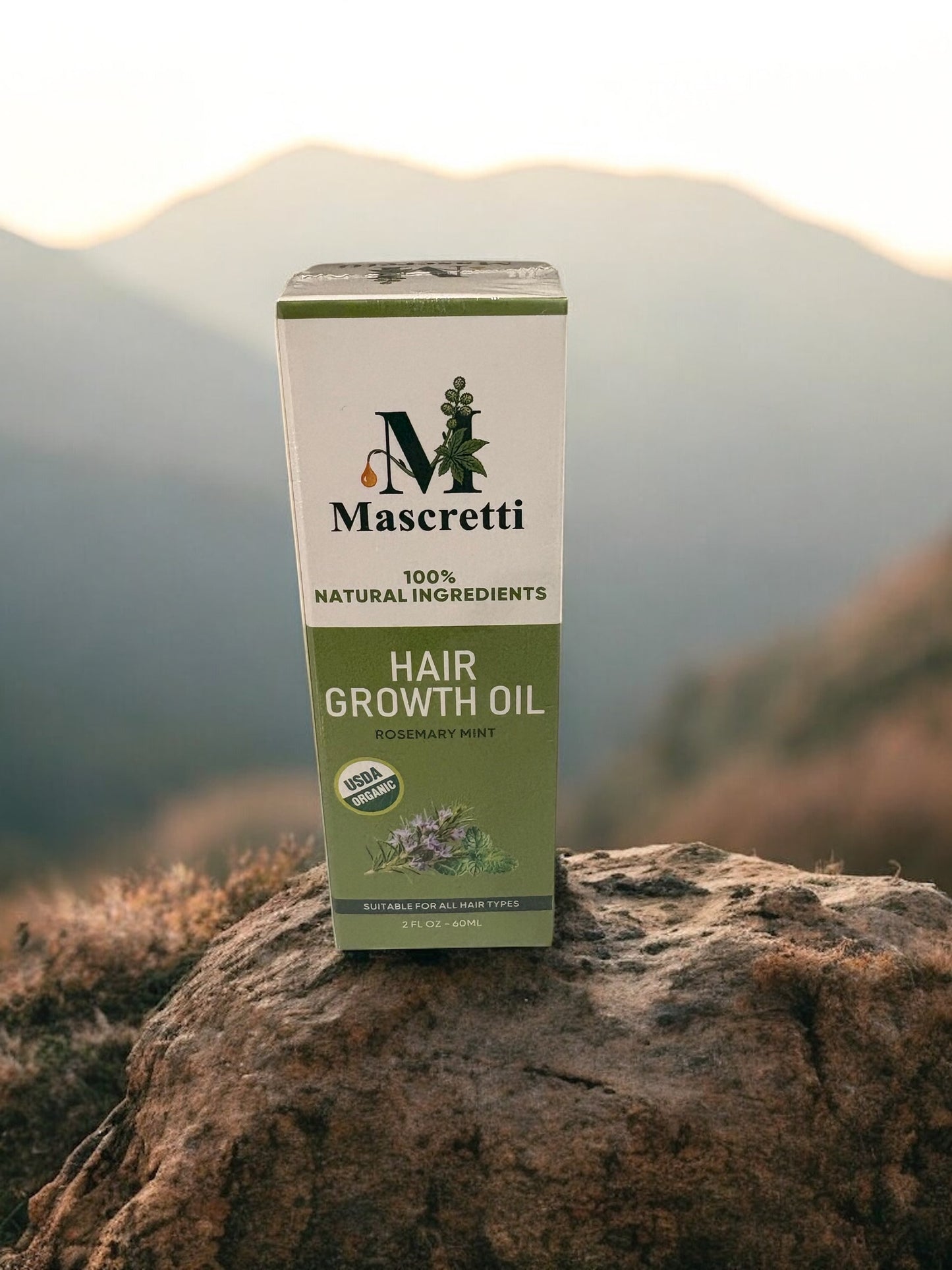 Hair Growth Oil with Natural Rosemary, Coconut, Castor, Jojoba, Peppermint and Ginger Oils, Vitamin-Enriched Serum for Damaged Hair (2oz)