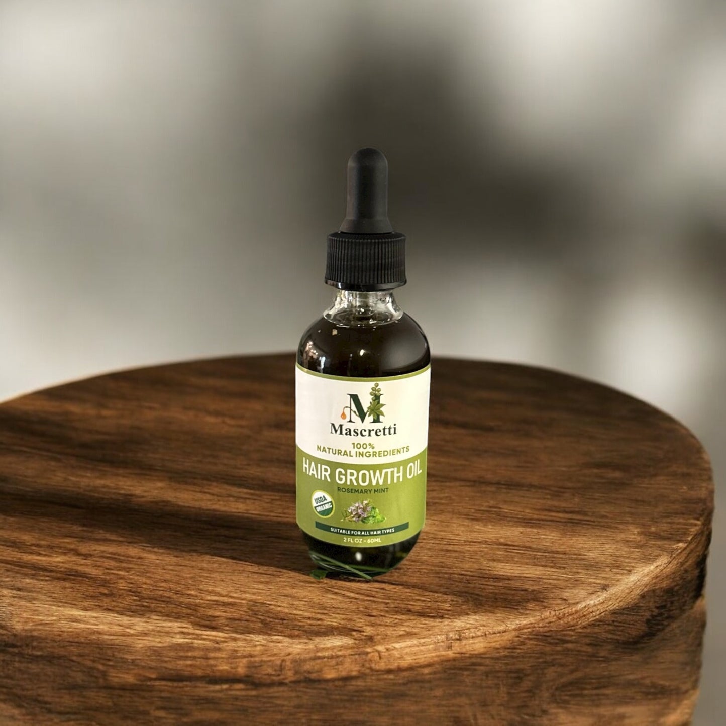 Hair Growth Oil with Natural Rosemary, Coconut, Castor, Jojoba, Peppermint and Ginger Oils, Vitamin-Enriched Serum for Damaged Hair (2oz)